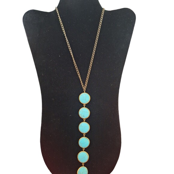 Jewelry - Designer Lena Bernard 24" Gemline Lariat Turquoise Necklace